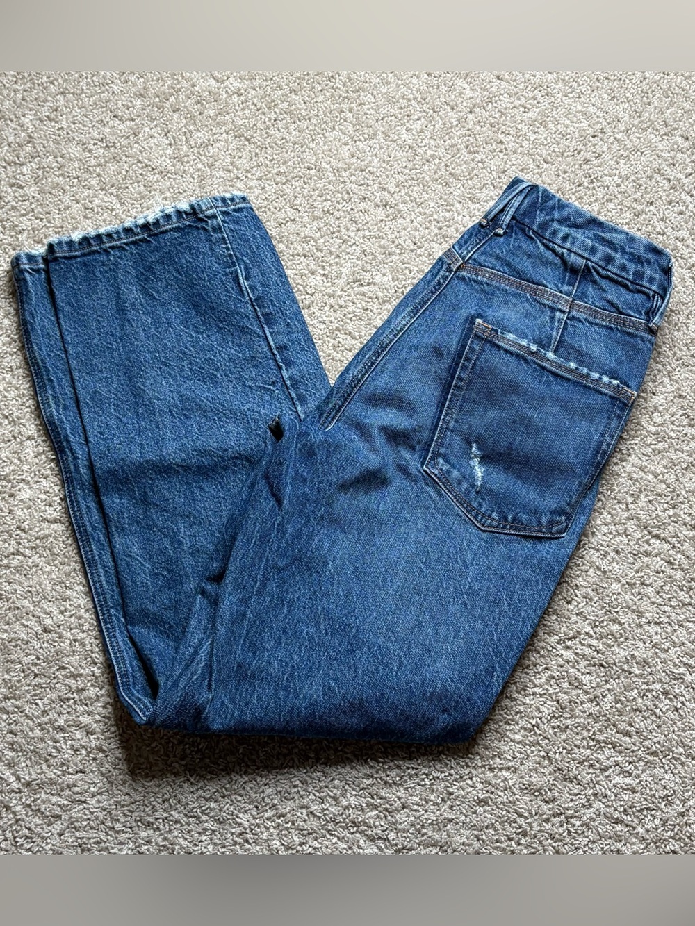Good American Good 90's Petite Double Button Crossover Waistband Jeans